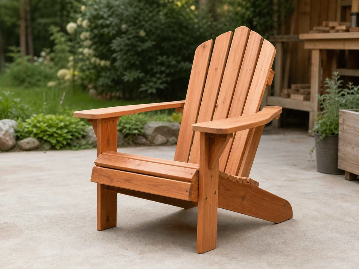 Handmade cedar Adirondack chair outdoors